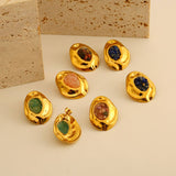 NATURAL STONE STAINLESS STEEL IRREGULAR EARRINGS_CWMM8894