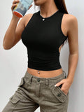 Solid Color Tight Short Sleeveless Tank Top