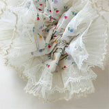 Colorful Floral Ruffled Hair Tie Elastic Durable_Cwaha07530
