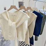 Cwasc03123_Ivory Knit Shawl Cape For Women