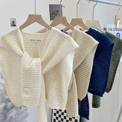 Cwasc03123_Ivory Knit Shawl Cape For Women