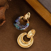 VINTAGE NATURAL OVAL BLACK SHELL EARRINGS_CWMM4321