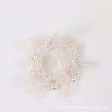 ELEGANT LACE PEARL HAIR TIE BUN PONYTAIL BAND_CWAHA6875