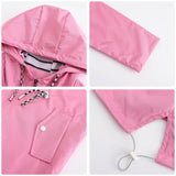 Waterproof Hooded Striped Trench Coat