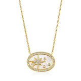 Womens Oval Lucky Charm Pendant Necklace_Cwmm3923