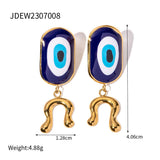 OIL DRIPPING BLUE EVIL EYE PENDANT RINGS EARRINGS_CWAJE0621