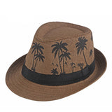 STRAW BREATHABLE COCONUT TREE PRINTED JAZZ HAT_CWAH1915