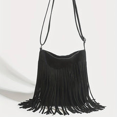 Retro Western Denim Tassel Saddle Bag