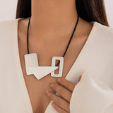 PERSONALIZED BRUSHED METAL HOLLOW NECKLACE_CWMM3140