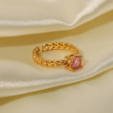 Zircon Inlay Rings Adjustable Titani Steel Rings_Cwaje1238