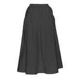 COTTON AND LINEN HIGH WAIST LOOSE SKIRT_CWBSS0398