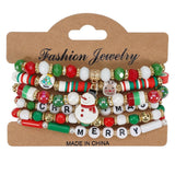 Cwmm10448_Christmas Charm Beaded Bracelet Snowman Tree Gift
