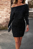 Women Slim One Off Shoulder Sequin Party Dress_Cwdsd1937