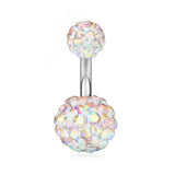 CLAY BALL BELLY RING CZ STAINLESS STEEL PIERCING_CWMM9193
