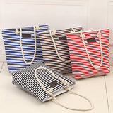 Canvas Striped Shoulder Bag Tote Bag_Cwab1711