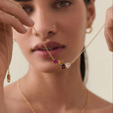 RUBY ZIRCON CHOKER NECKLACE DAINTY STEEL GLAM_CWMM6965