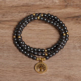 108 GOLDEN TREE OF LIFE PENDANT BEADED BRACELET_CWAJE3943