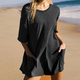 Solid Color Personality Backless Jumpsuit