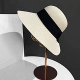 SUMMER LITERARY BOW SUNSHADE STRAW HAT_CWAH3434