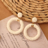 NEW VINTAGE SIMIAN GRASS VINE WOVEN EARRINGS_CWAJE4011