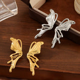 BUTTERFLY 3D 18K GOLD ASYMMETRICAL EARRINGS_CWMM3616