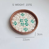 RATTAN COLORFUL SHELL CREATIVE HANDMADE FRUIT PLATE_CWMM4479