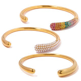 18K GOLD POLISHED OPEN CUFF IN TITANIUM_CWAJE4643