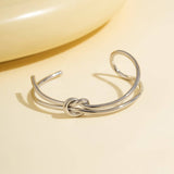 SIMPLE DOUBLE LAYER HOLLOW KNOTTED OPEN BRACELET_CWMM3101