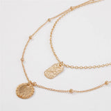 GEOMETRIC RETRO STYLE DOUBLE LAYER NECKLACE_CWAJE1999