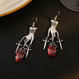 DARK STYLE PERSONALITY CLAW CROSS HEART EARRINGS_CWAJE1864