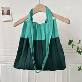 LARGE CAPACITY COLOR BLOCK PLEATED SHOULDER BAG_CWAB3221