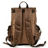 Vintage Waxed Canvas Leather Hiking Backpack_Cwab5520