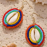 NEW SHELL BEADED PENDANT EARRINGS_CWAJE1555
