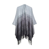 GRADIENT FINE LINES TASSELS WARM SHAWL CLOAK_CWASC0282