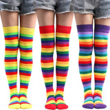 COLORFUL STRIPED KNEE SOCKS AND GLOVES SET_CWMS0309