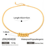 SMOOTH WAIST OVAL SNAKE BONE NECKLACE BRACELET SET_CWAJE1883