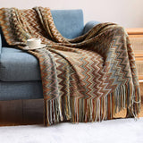 KNITTED STRIPED SOFA BLANKET BLANKET_CWMM0185