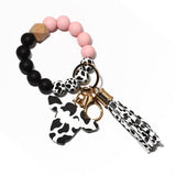Wooden Bull Head Keychain With Silicone Bead Bracelet_Cwmm68