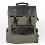Unisex Cotton Canvas Leather School Backpack_Cwab5529