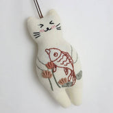 HAND EMBROIDERED LOTUS FISH CAT PLUSH CHARM_CWMM6004