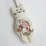 HAND EMBROIDERED LOTUS FISH CAT PLUSH CHARM_CWMM6004