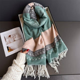 Winter Plaid Colorblock Tassel Scarf Wrap Unisex_Cwasc03273