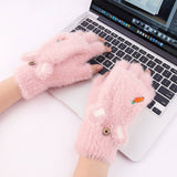 Winter Warm Flip Fingerless Gloves For Women_Cwag0243
