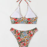 Womens Printed Bikini Set Sexy Full Print Swimsu