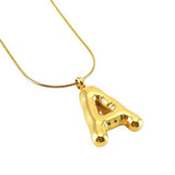 BALLOON STYLE 18K GOLD LETTER PENDANT NECKLACE_CWAJE0691