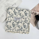 Floral Cotton Linen Square Scarf For Women_Cwasc1413