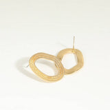 Unique Copper Circle Chain Hoop Stud Earrings