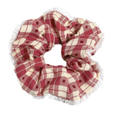 PLAID POLKA DOT FLOWER LACE HAIR TIE_CWAHA2260