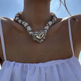 FASHIONABLE WOVEN FABRIC PEARL NECKLACE_CWMM3144