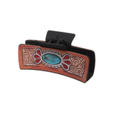 Western Style Letter Bow Leather Hair Claw Clips_Cwasc1626